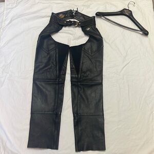 Harley Davidson Chaps Ladies Small Black Leather Motorcycle S Buckle Snaps Zip